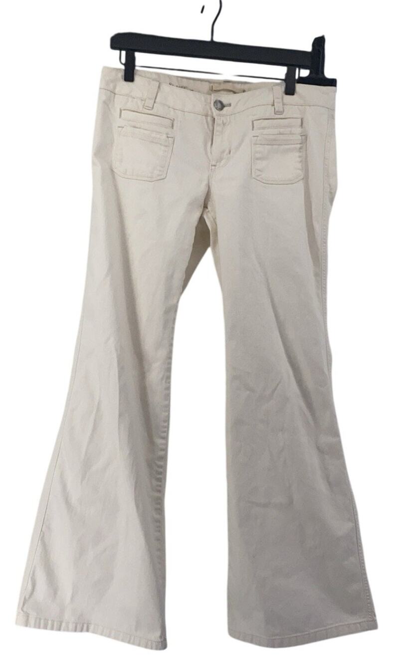 Gap Low Rise Wide Leg Off White Jeans Organic Cotton Stretch Women's 8 Denim
